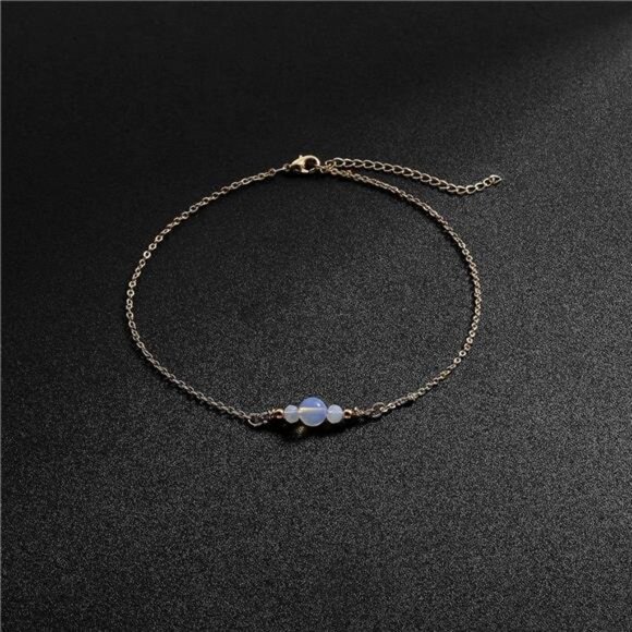 Dainty Simple Chain Anklet for Women 18k Gold/Silver Plated Summer Beach Beaded - Picture 5 of 8